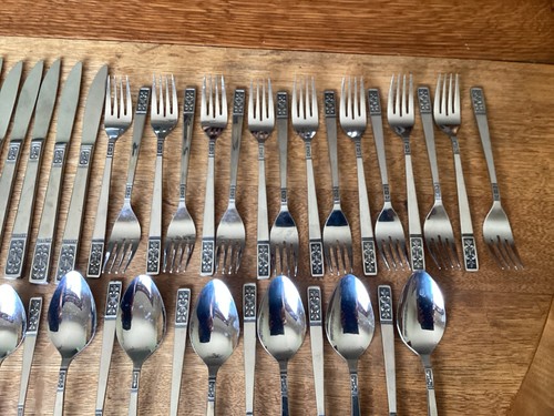 101 Pcs Imperial International Cortina Pattern Stainless Steel Japan Flatware - Picture 4 of 9