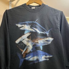 Vintage 90s TSF Sportswear Guy Harvey Shark Art T-shirt 100 Cotton made in USA