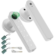 Fingerprint Door Lock, Biometric Lock with Keypad, Silver, Suitable for Home,