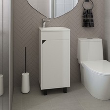 White Freestanding Bathroom Vanity Cabinet wi...