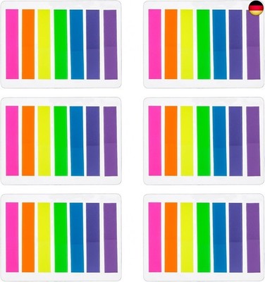 Outus Haftnotizen, 840 Stück, 6 Sets, 7 Farben, 8 x 45 mm, Durchsichtiger und 
