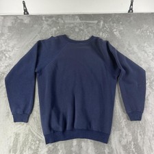 Sweatshirt Mens Medium Blue Fleece Pullover Raglan Crew Neck Solid Casual