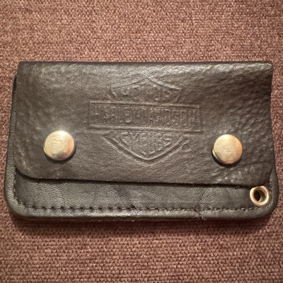 Harley-Davidson Black Leather Snap Pouch Wallet Key Case with Grommet
