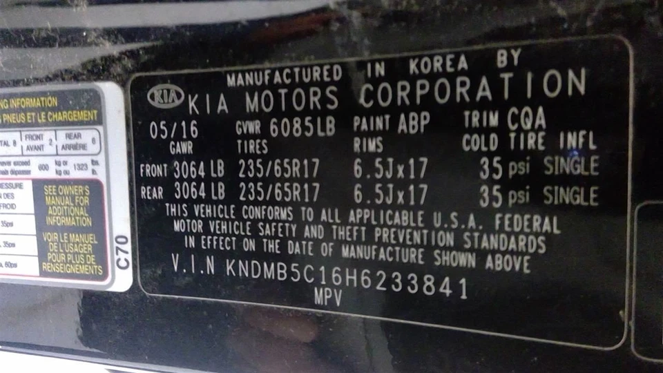 Kia Sedona 2017 Bootlid/Tailgate Black 73700A9020 0128 - Imagem 4 de 4