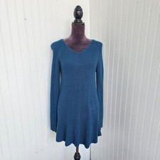 Style & Co. Womens Knit Sweater Dress Twal Turquoise V-Neck Long Sleeve Sz S