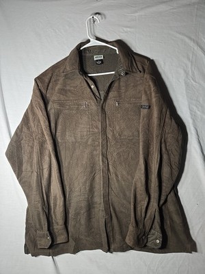 Vintage Aigle Mens Sherpa Lined Long Sleeve Zip Button Snap XL Olive...