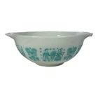 Vintage Pyrex 443 Amish Butterprint Cinderella Mixing Bowl Blue White 2.5 Qt