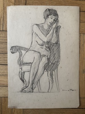Art Deco Period 1920s Academic Portrait Study Pencil Drawing Female Hume 14x10