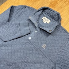 Original Penguin Men's Quilted 1/4 Snap Long Sleeve Pullover Size M Blue Preppy