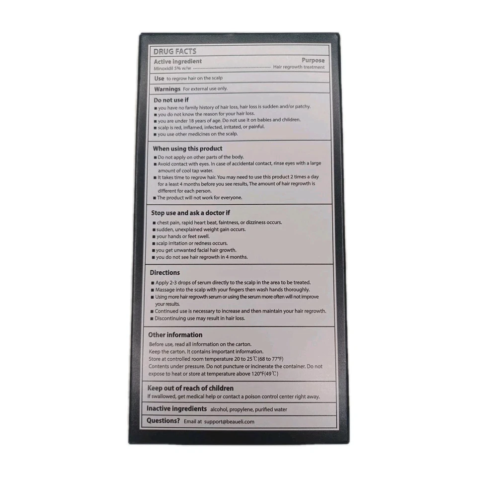 BEAUELI 5% Minoxidil Oil + Biotin + Derma Roller HAIR GROWTH KIT, (30ml/1 oz) - Image 4 of 4