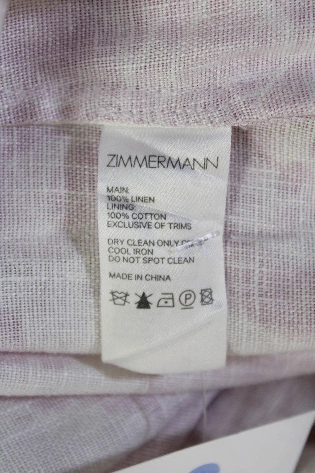 Zimmermann Women Floral Linen Short Sleeve Jumpsuit Collared Pink Size 0 - Image 4 of 4
