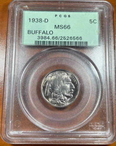 1938-D Buffalo Nickel PCGS MS66 • Old Green Holder