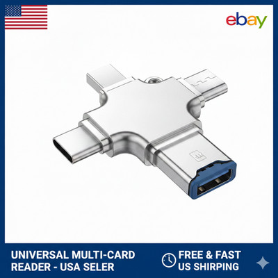 4-in-1 Memory Card Reader Micro SD USB-C for iPhone iPad Android PC Mac 