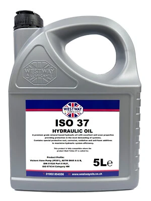 WESTWAY LUBRICANTS LTD Hydraulic Oil ISO 37 Shell Tellus 37 Equivalent Westway Lubricants 5L - 5 Litres