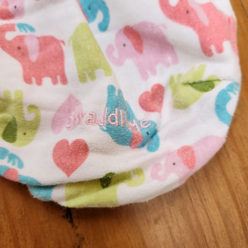 PACOTE (2) Swaddles de Verão Bebê Menina Corações Rosa Elefantes P/M 7-14 libras - Imagem 2 de 4