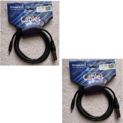 2Pcs 6FT XLR 3-Pin Male Mono 2''1/4 Audio Cable to Mini Jack Stereo 3.5mm Cables