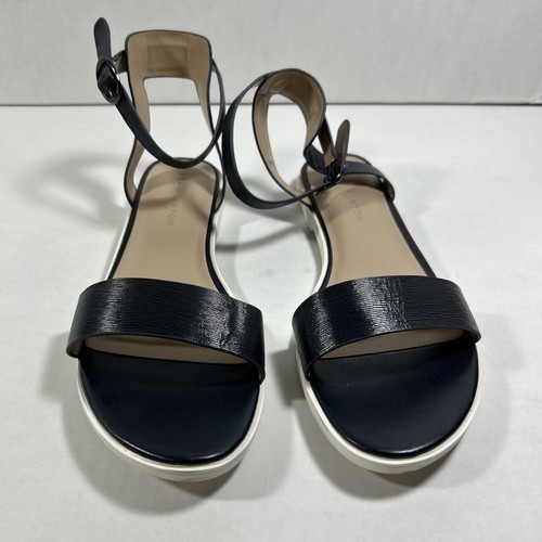 Halston 9,5 Medium Navy Knöchelriemen Leder Sandalen Schuhe - Bild 1 von 5