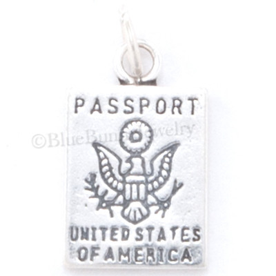 PASSPORT charm Sterling Silver United States America Travel Pendant Charm 925 US