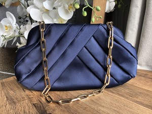 navy blue satin clutch bag