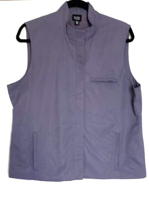 EILEEN FISHER Lavender Windbreaker Matte Taffeta Sleeveless Vest Jacket L 14/16
