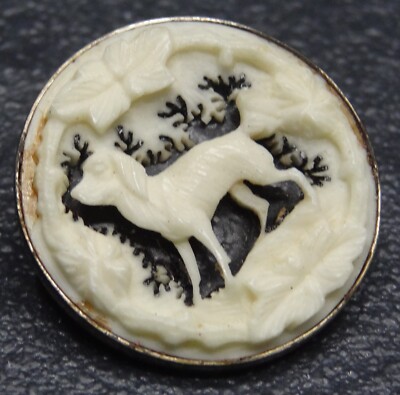 selten alter Vintage Hunde Knopf rare old dog chien button boussole bouton #1