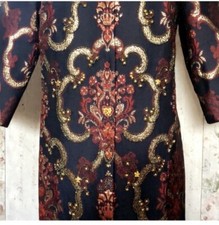 Ladies Navy Embellsihed Mid Length Jacket Small Size