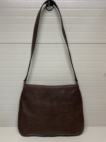 Vintage FURLA Brown Pebble Leather “Made in Italy” Rustic Brown Shoulder Bag - Picture 4 of 12