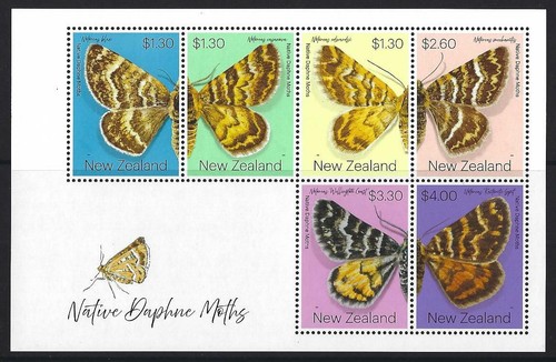 NEW ZEALAND 2020 NATIVE DAPHNE MOTHS MINIATURE SHEET UNMOUNTED MINT, MNH - 第 1/1 張圖片