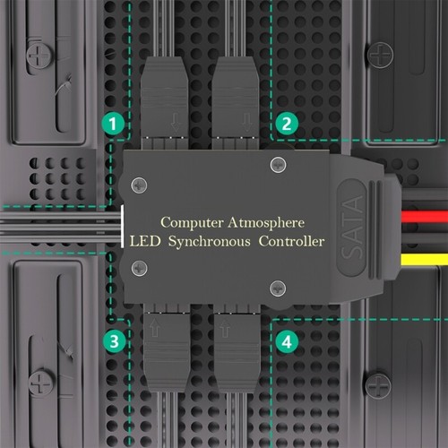 4 Port 5V ARGB Fan LED Sync Control with USB2.0 9Pin Cable Light - Photo 4/8