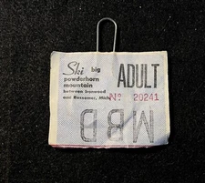 BIG POWDERHORN Vintage 1970s Ski Lift Tow Ticket MICHIGAN Resort Travel Souvenir
