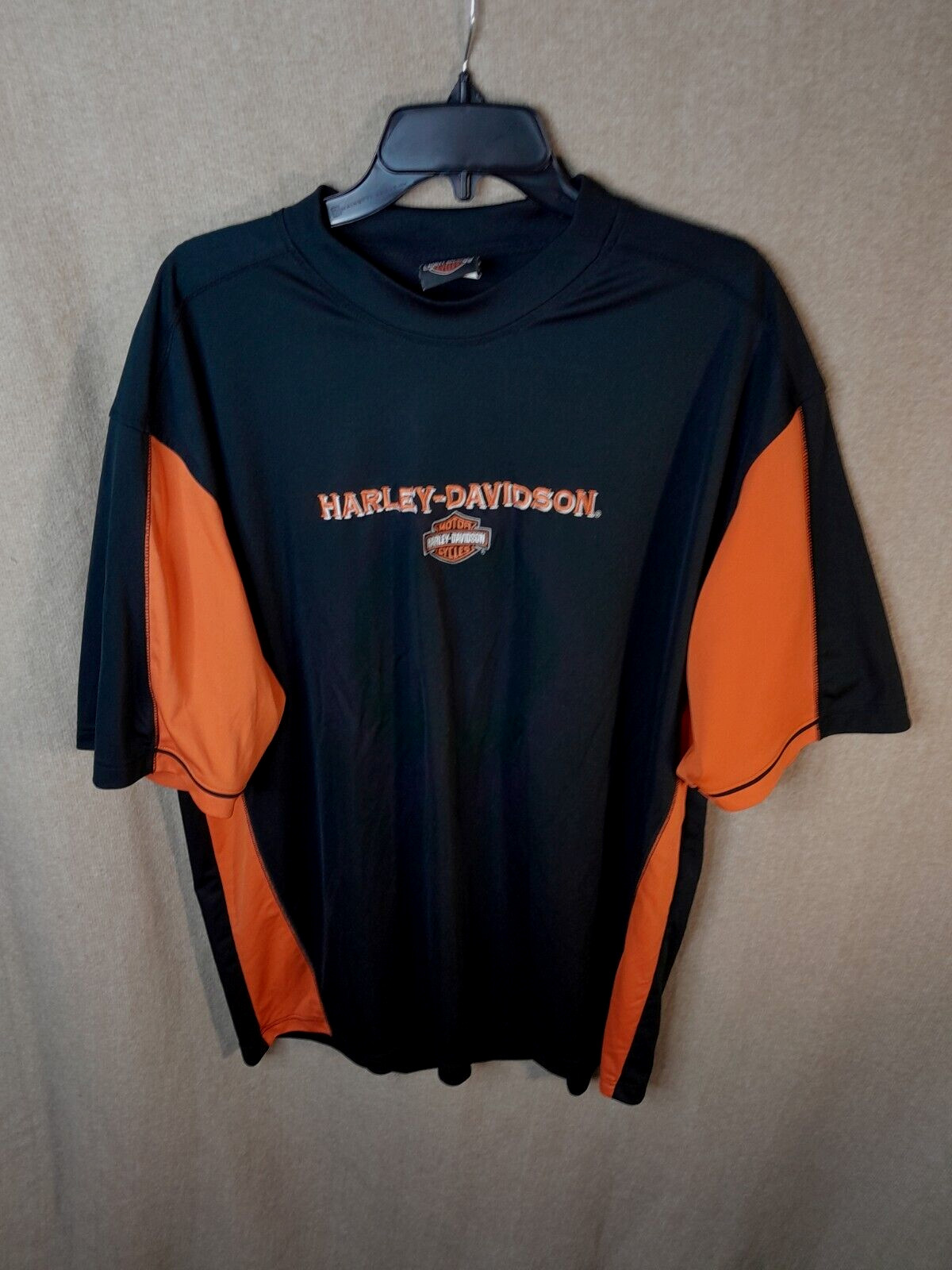 Harley Davidson Shirt Adult XL Black Orange Motorcycle Daytona Beach FL Mens