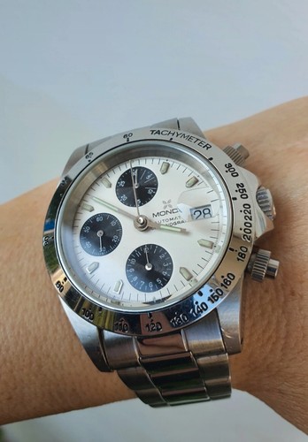 Mondia Zenith Cronografo Vintage Con Rarissimo Quadrante Panda Valjoux 7750 - Foto 3 di 12