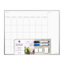 16x 20 in. Magnetic Monthly Calendar Dry Erase Board, Silver Aluminum Frame