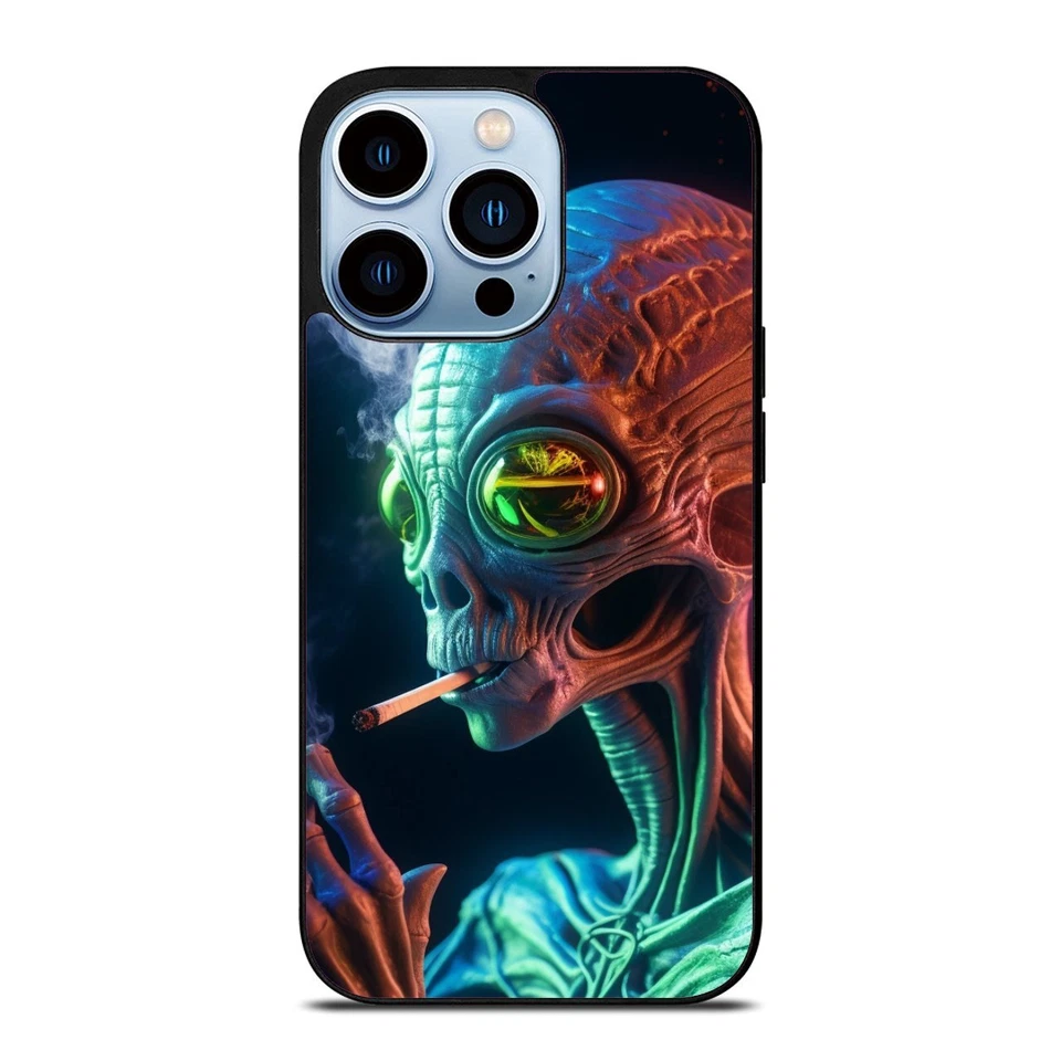 alien smoke joint trippy Charm Cover For iPhone 11 12 13 14 15 Pro Max Mini - Image 3 of 4