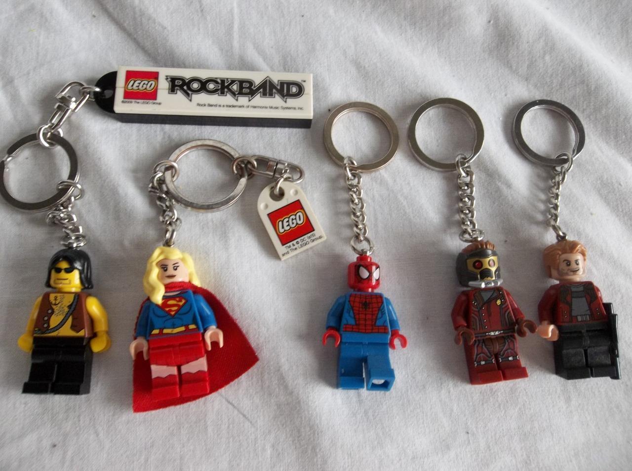 Lot/5 Lego Keychain Minifigures Rockband Spiderman Super Girl Star Lord Others