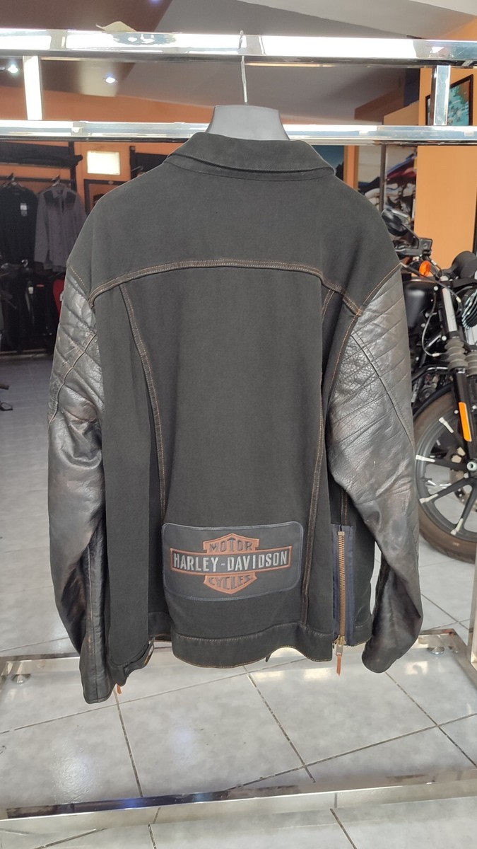 Harley-Davidson 97463-18VM 2XL Men's Leather Sleeve Denim Slim Fit