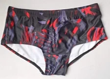 UXH 'Phantom Print' Men's Swim Square Trunks w/ Pack-Up Pad XL US 32-34 Blk NIB!