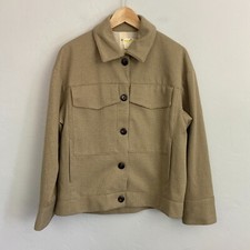 Anthropologie Maeve Knit Trucker Jacket Women Size Xs Beige Houndstooth