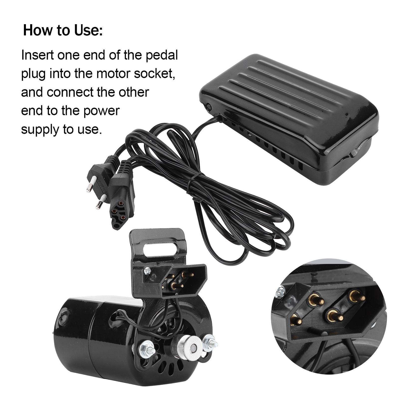 Sewing Machine Motor Kit With Foot Pedal Control Belt 180W Repair Accessory-image