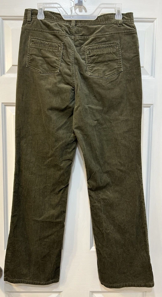 Women's Khaki Green Corduroy Pants Size 10 Boho 90's Grunge Western Hippie Y2K - Image 2 of 4