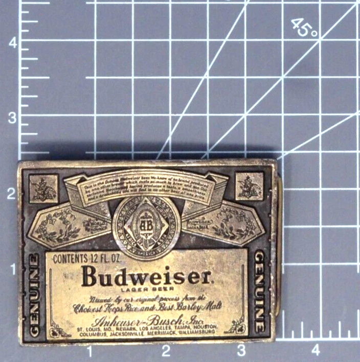 正品百威啤酒 12 盎司啤酒标签促销皮带扣 复古 70 年代 .TYC580 — 第 3/4 张图片