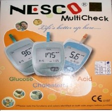 Nesco Multicheck Glucose Uric acid Cholesterol Meter Test Kit Health Monitoring
