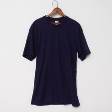 Vintage 90s Pocket T Shirt Blank Size Medium Single Stitched Made in USA Navy