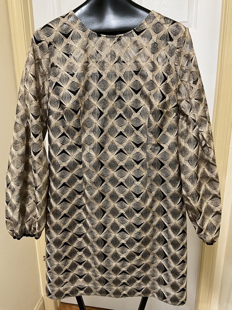 New Trina Turk Dress Black Gold Fully Lined Knee Length 12 MSRP $298 New Trina Turk Dress Black Gold Fully Lined Knee Length 12 MSRP $298