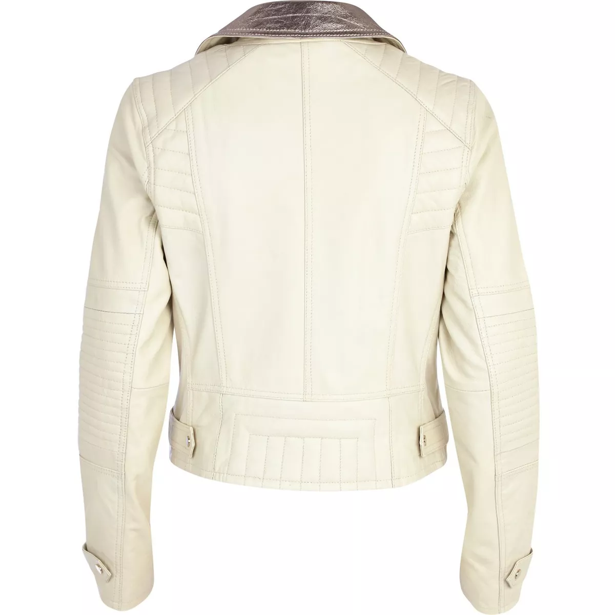 River island white leather jacket sale
