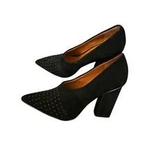 H by Halston Laurel black suede stud heels sz 6.5 SH70