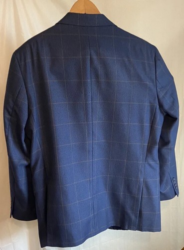 Blau/grau karierte Herren Alan Flusser Anzugjacke - Größe 44R - sehr vielseitig - Bild 3 von 15