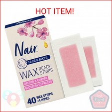 Nair Hair Remover Wax Ready Strips, Face and Bikini Hair Removal Wax Strips, Orc