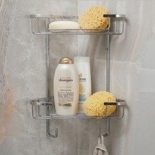 Croydex 2 Tier Corner Shelf Shower Caddy Rust Free Bathroom Storage Shelves Unit