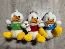 Rare Vintage Duck Tales Walt Disney Huey Louie Dewey Plush Set 9 Inch